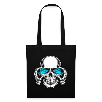 Crâne aux yeux de poisson bleus - Sac en tissu - noir - Devant