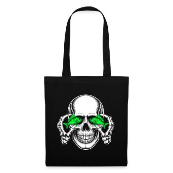 Crâne aux yeux de poisson verts - Sac en tissu - noir - Devant