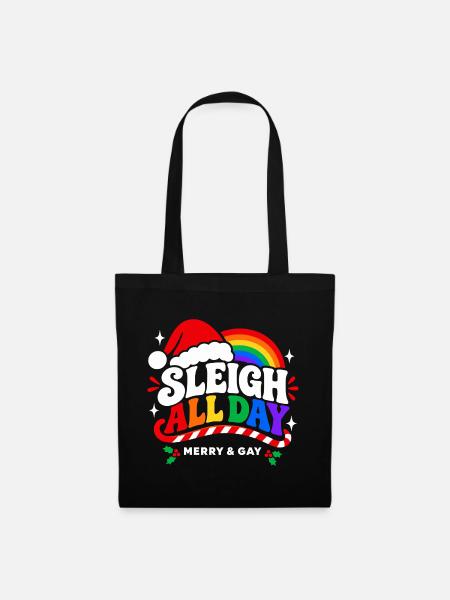 Sleigh All Day – Merry & Gay Pride Weihnachten - Stoffbeutel - Schwarz