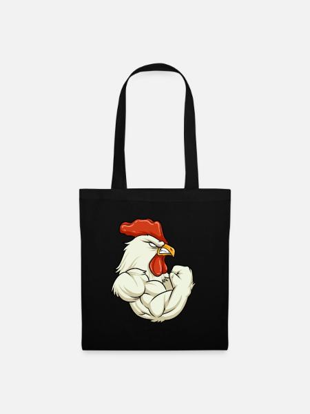 Coq à la Gym - Muscles de forme physique d'entraînement - Sac en tissu - noir