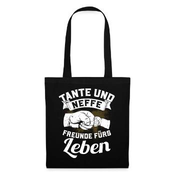 Tante und Neffe - Freunde fürs Leben - Stoffbeutel - Schwarz - Vorne