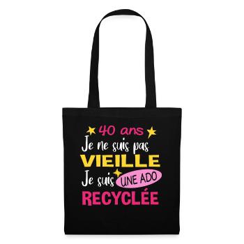 40 ans anniversaire maman. Fête des Mères humour - Sac en tissu - noir - Devant
