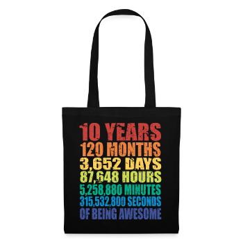 Cadeau d'anniversaire pour les garçons et les filles de 10 ans - Sac en tissu - noir - Devant