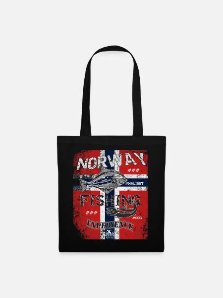 Norway Fishing Flagge Angeln Fisch Design - Stoffbeutel - Schwarz
