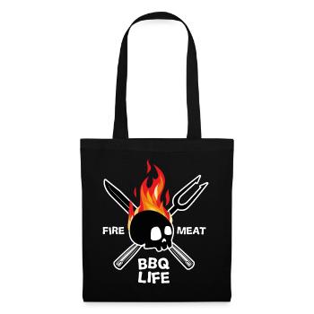 Barbecue BBQ Life Tête de mort Cadeau Cuisine - Sac en tissu - noir - Devant