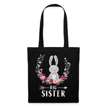 Big Sister Little Sisters Flower Wreath Gift girls - Tote Bag - black - Front
