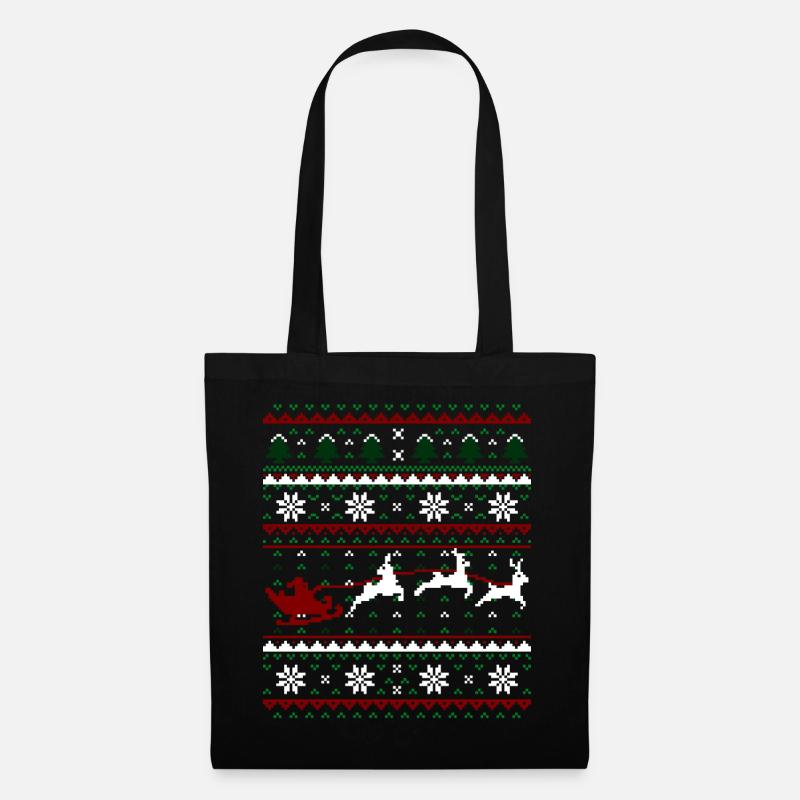 Weihnachten Pixelart Design - Stoffbeutel - Schwarz