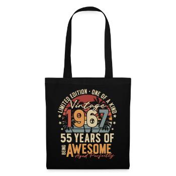 55 anniversaire né en 1967 Vintage Retro - Sac en tissu - noir - Devant