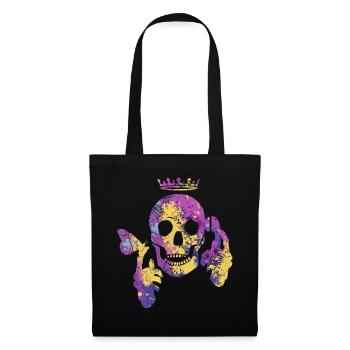 Crâne avec papillon - Sac en tissu - noir - Devant