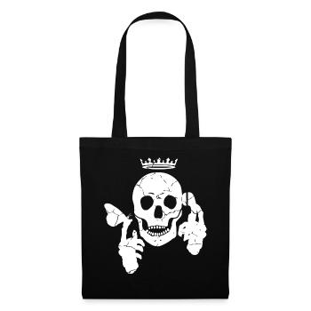 Skull with butterfly and telephone - Tote Bag - black - Front