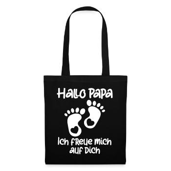 Hallo Papa ich freue mich auf dich Schwangerschaft - Stoffbeutel - Schwarz - Vorne