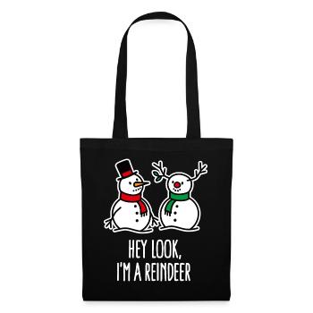 Ugly Christmas, Schneemann Cartoon Rentier Witz - Stoffbeutel - Schwarz - Vorne