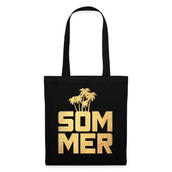 Sommer Gold Palmen Luxus Urlaub exklusiv Deko Fun - Stoffbeutel - Schwarz - Vorne