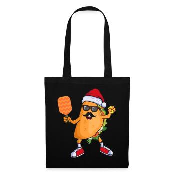 Taco avec chapeau de Père Noël Jouant au pickleball Noël - Sac en tissu - noir - Devant