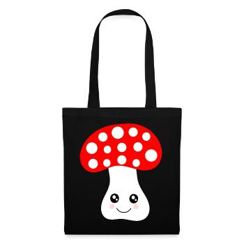 Kawaii, champignon, crapaud - Sac en tissu - noir - Devant