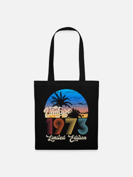 runder Geburtstag Vintage 1973 Geschenk - Stoffbeutel - Schwarz