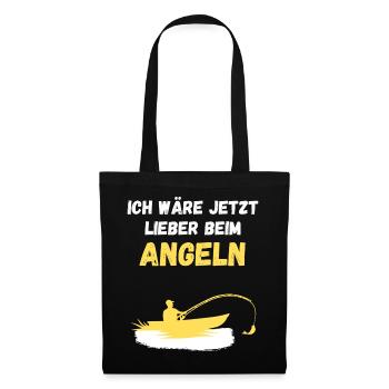 Ich wäre jetzt lieber beim Angeln - Stoffbeutel - Schwarz - Vorne