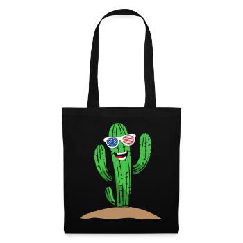 Trendige Kaktus USA Kunst-T-Shirts - Stoffbeutel - Schwarz - Vorne
