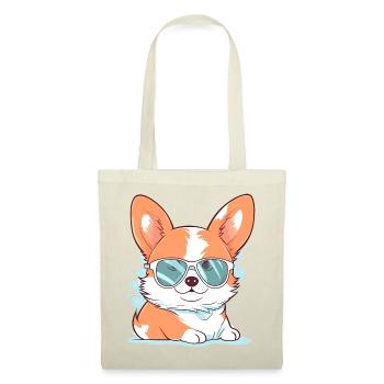 Corgi avec des lunettes de soleil - Sac en tissu - nature - Devant