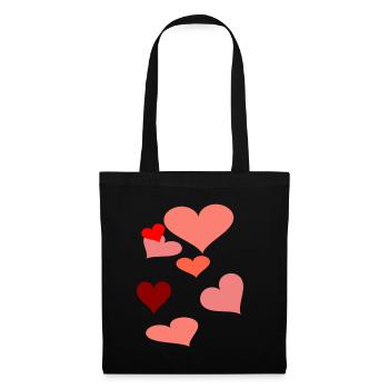 Hearts Heart Love Valentine Valentine’s Day Love - Sac en tissu - noir - Devant
