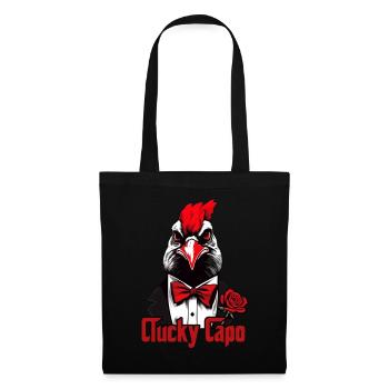 Clucky Capo, Hühnervater, Chicken Father, Mafia - Stoffbeutel - Schwarz - Vorne