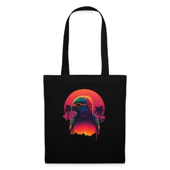 Synthwave Parrot Sunset - Sac en tissu - noir - Devant