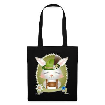 little rabbit in traditional costume with hat and lederhosen - Tote Bag - black - Front