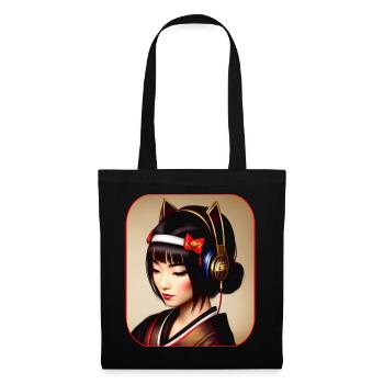 Modern geisha with headphones - Tote Bag - black - Front