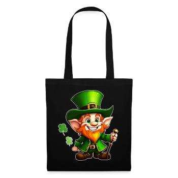 Saint Patricks Day Irish Kobold Leprechaun Wichtel - Stoffbeutel - Schwarz - Vorne