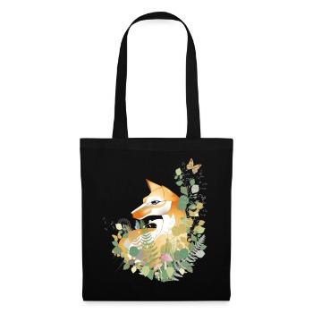 Hand drawn beautiful fox in the meadow - Tote Bag - black - Front