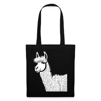 Lustige Lama Silhouette Freche lustige Lamas - Stoffbeutel - Schwarz - Vorne