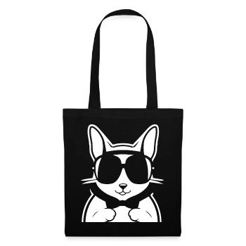 Lustiges Eichhörnchen mit Sonnenbrille Eichhörnchen - Stoffbeutel - Schwarz - Vorne