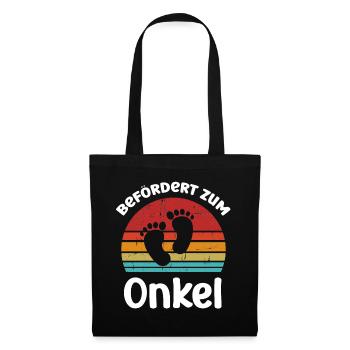 Befördert zum Onkel Du wirst Onkel - Stoffbeutel - Schwarz - Vorne