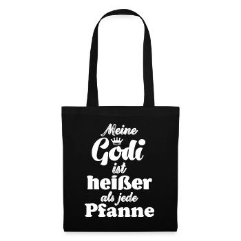 Godi ist heißer als jede Pfanne Patentante Godi - Stoffbeutel - Schwarz - Vorne