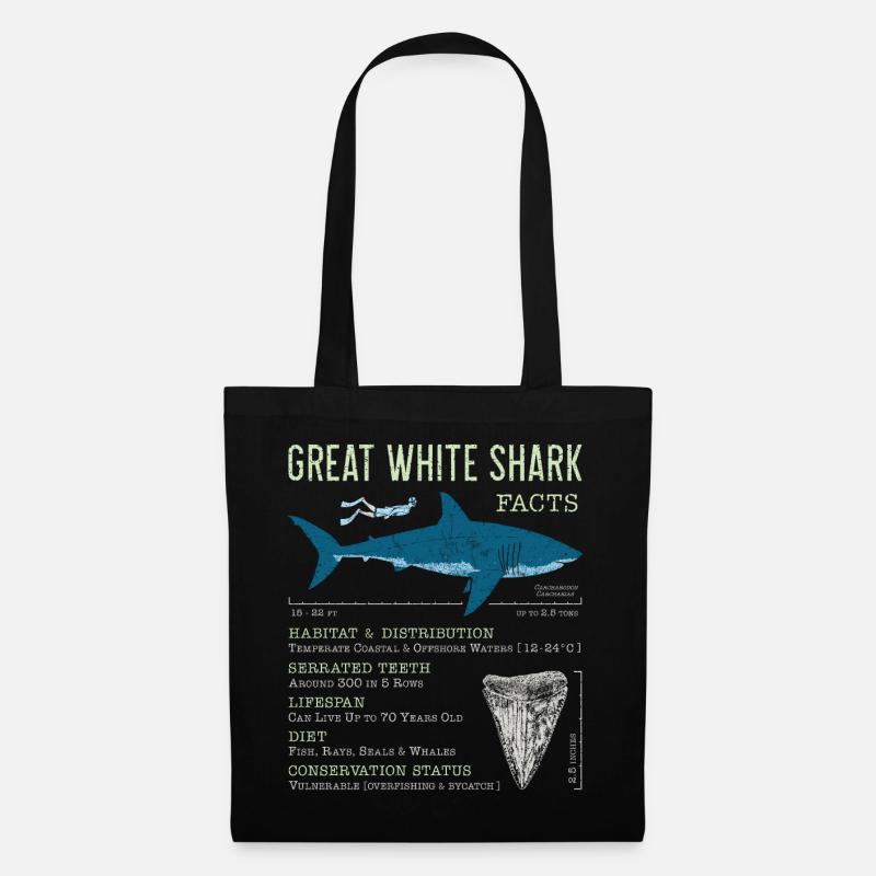 Great White Shark Facts - Tote Bag - black