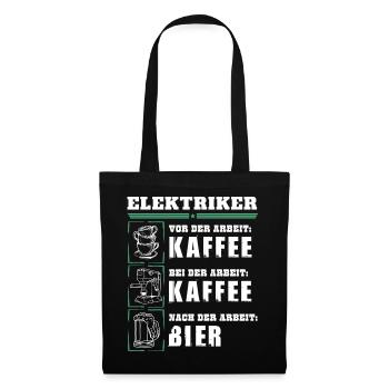 Mein Tagesablauf als Elektriker - Stoffbeutel - Schwarz - Vorne