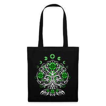 St Patricks Day Lebensbaum mit Mondphasen - Stoffbeutel - Schwarz - Vorne