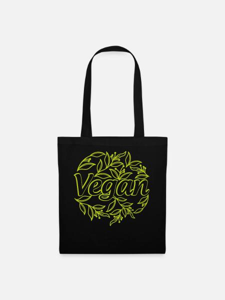 Vegan grün - Stoffbeutel - Schwarz