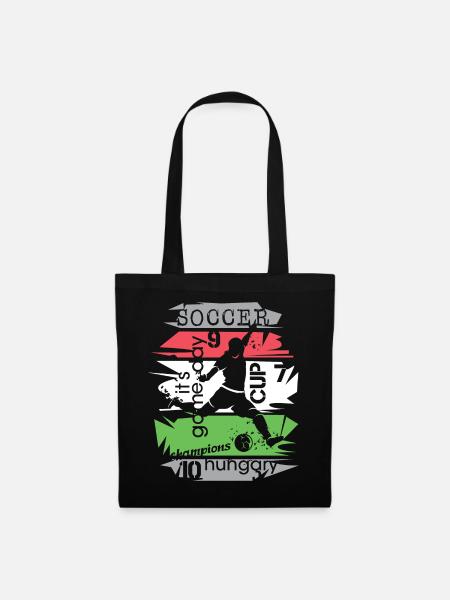 Fußball Ungarn Turnier Collage Torschuss Symbol - Stoffbeutel - Schwarz