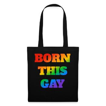 Born this gay rainbow text - Tote Bag - black - Front