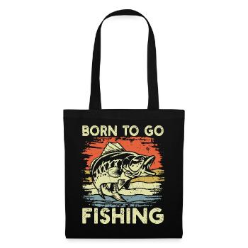 Born to Go Fishing Retro Bass Fish Lover - Tote Bag - black - Front