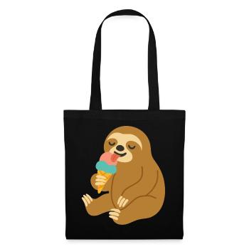 Happy Sloth with Cream – Summer Mood Motif - Tote Bag - black - Front