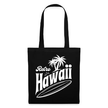Retro Hawaii Vibes mit Palmen und Surfbrett - Stoffbeutel - Schwarz - Vorne