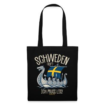 Schweden ruft ich muss los Spruch - Stoffbeutel - Schwarz - Vorne