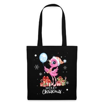 Flamingo zu Weihnachten. Weihnachtsgeschenk - Stoffbeutel - Schwarz - Vorne