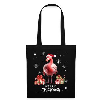 Flamingo à Noël. Cadeau de Noël - Sac en tissu - noir - Devant