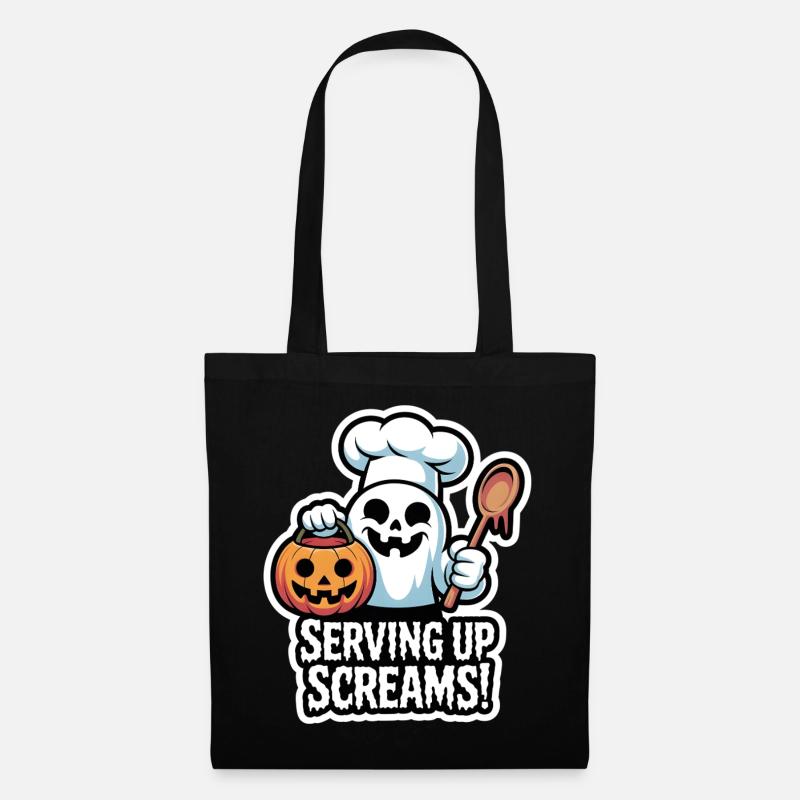 Chef Boo – Spooky Cute Halloween Ghost Spoon - Tote Bag - black