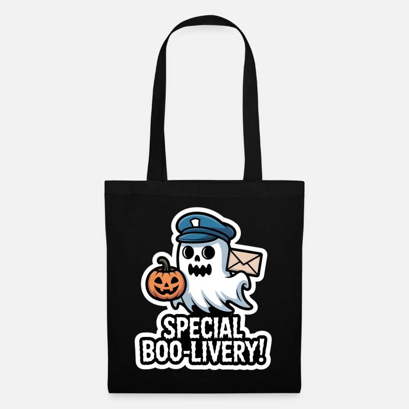 Postman Boo – Spooky Cute Halloween Ghost Delivery - Stoffbeutel - Schwarz