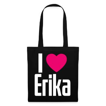 I Love Erika Pink Heart I Love Erika - Tote Bag - black - Front