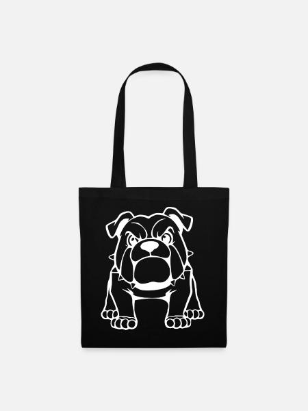Bulldogge weiß Hunde T-shirt Geschenk - Stoffbeutel - Schwarz